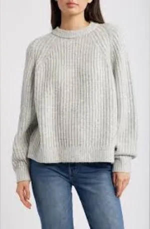 Madewell Light Gray‎ Cotton Blend Crew Neck Sweater Size Small EUC thumbnail 1