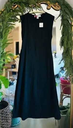 Free people Simone open back black midi dress nwt Xs thumbnail 1