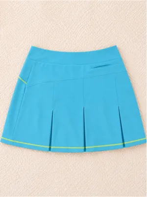 Adidas Aqua Blue Tennis Skort‎ Skirt Shorts Women’s Small Neon Trim Pockets thumbnail 2