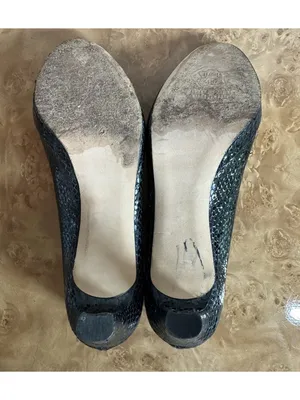 Stuart Weitzman Black Patent Reptile Embossed Peep Toe Pumps Heels 8 N thumbnail 6
