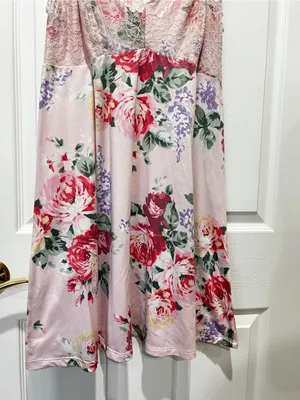 Flora Nikrooz Chemise Slip Nightgown Pajama Dress Size XL Pink Floral Lace thumbnail 7