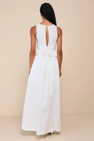  Lulus Flourish White Rosette Train Mini Dress thumbnail 2