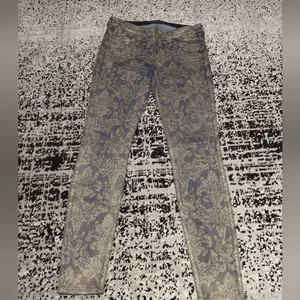 7 For All Mankind Size 29 Floral Metallic Brocade Textured Denim Jeans thumbnail 7