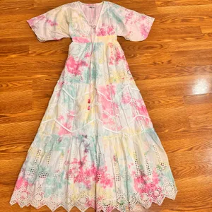 Hemant & Nandita Amara Maxi Dress Multicolor Cotton Boho Embroidered size XS thumbnail 10