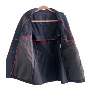 Bianca Studio Navy Blazer Trench Coat Cotton White Buttons Size 6 thumbnail 4