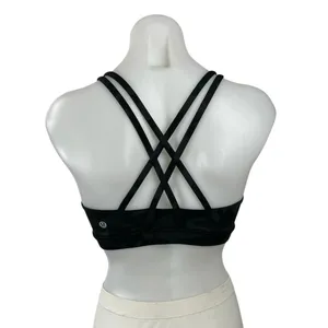 Lululemon Black Cross Back Scoop Neck Workout Athletic Sports Bra Crop Top Sz S thumbnail 3