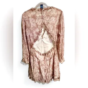 Womens Spring Summer Deep V Neck Ruffle Floral Chiffon Mini Dress thumbnail 5