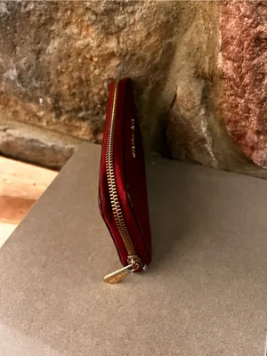 Michael Kors Saffiano Wallet in Burgundy with Gold Hardware thumbnail 6