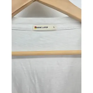 Marine Layer T-Shirt Womens L V-Neck White Supima Cotton Modal EUC thumbnail 2
