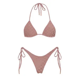 Triangl Vinca Deia Bikini Swimsuit Set Mauve Checkered texture Size XL/M thumbnail 3