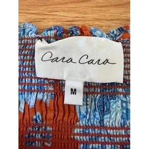 Cara Cara Jazzy Floral Smocked Maxi Dress Puff Sleeve Orange Blue Size Medium thumbnail 4