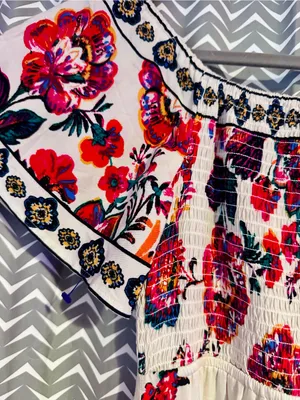 Lulus | Danica Ivory Floral Print Smocked High-Low Maxi Dress, XS thumbnail 7