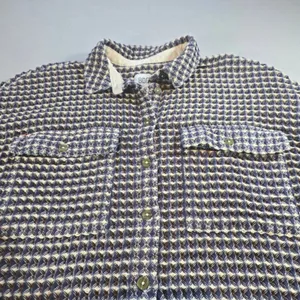 BDG Blue Beige Waffle Knit Oversized Button Down Shirt Sz SMALL Street Casual thumbnail 4