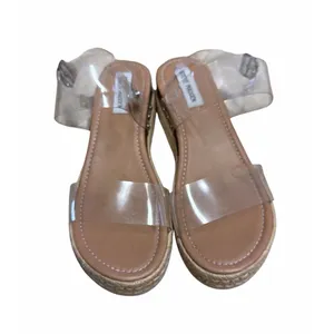 Steve Madden Clear Strappy Chunky Platform‎ Espadrille Wedge Sandal Shoes Size 8 thumbnail 2