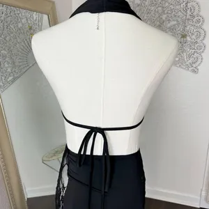 Sexy Sultry Black Lace Sheer Cutout Bodycon Evening Going Out Dress S thumbnail 6