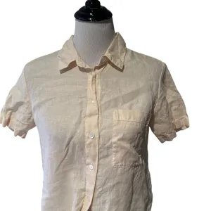 Theory Tie Front 100% Linen Top Womens P Minimalist Capsule Short Sleeve thumbnail 7