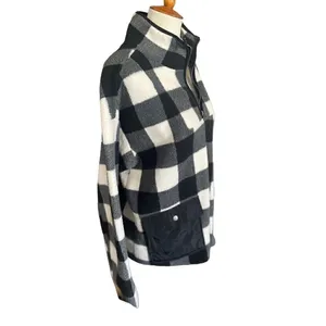 Como Vintage Black and White Checkered Half Zip Mock Collar Pullover Size XL thumbnail 5