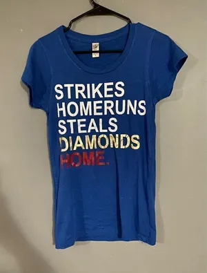 Alternative Apparel Blue Baseball Short Sleeve Shirt Size Small thumbnail 1