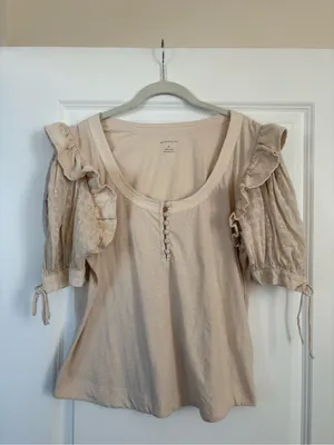 Anthropologie Embroidered Puff-Sleeve Top Size XL thumbnail 5