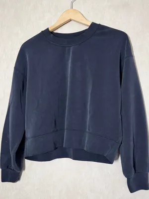 Lululemon Women’s Softstreme Perfectly Oversized Cropped Crew in Gray Black 4 thumbnail 4