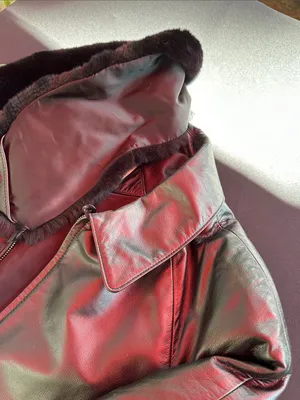 Women’s Black Leather Jacket with Fur Collar Size XL thumbnail 4