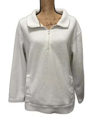 Koolaburra by UGG White Sherpa Fleece Quarter Zip Pullover‎ Sweatshirt Medium thumbnail 1