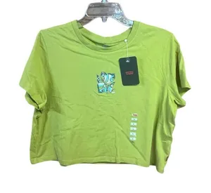 Levi Womans Crop Tee Sz L Green NWT thumbnail 1