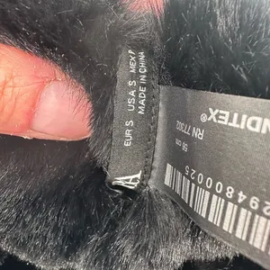 Zara Faux Leather & Fur Winter Hat Small Black Mob Wives‎ Goth Luxury Old Money thumbnail 6