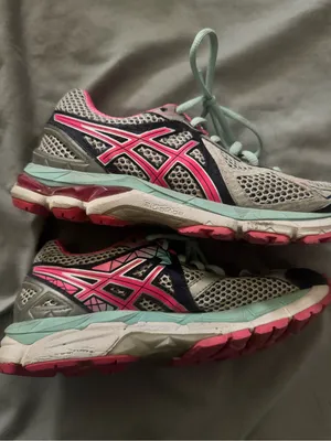 ASICS Women's Gray, Pink & Mint Lace-Up Running Shoes thumbnail 3