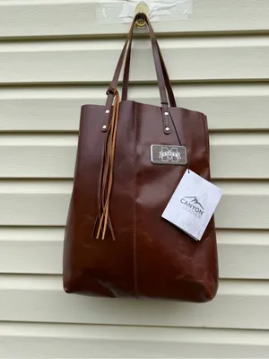 Canyon Leather Tote Bag Brown Mississippi State Full Grain Leather NWT thumbnail 2