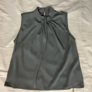SHEIN MOTF Gray Sleeveless Blouse M NEW Corporate Siren Business Casual Classic thumbnail 3