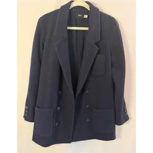BDG Urban Outfitters Navy Blue Wool Blend Melton Boyfriend Coat Women's sz. XS thumbnail 5