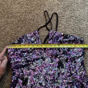 Dress The Population Amiya Purple & Silver Sequin Mini Dress XL thumbnail 5