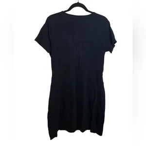 J. Jill Navy Blue Cotton T-Shirt Pocket Dress thumbnail 2