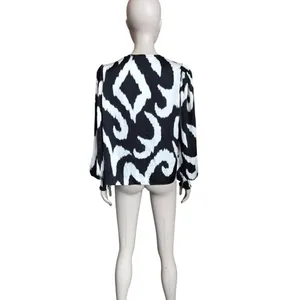 Express Black and White Patterned Blouse thumbnail 5