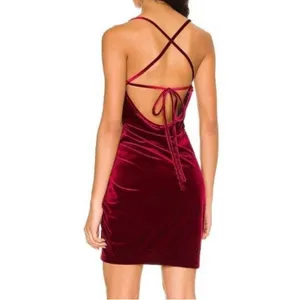 Amanda Uprichard Jasalina Velvet‎ Mini Dress in Wine Red Size S thumbnail 2