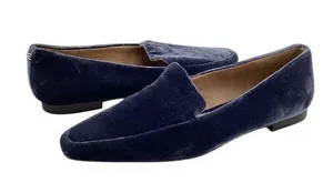 Sam Edelman Emelie Square Toe Loafers Womens Size 6.5 Velvet Slip On Blue Flats thumbnail 1