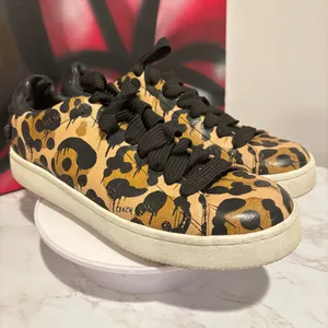 Coach High Line Wild Beast Leopard Print Pebble Leather Low Top Sneakers Sz 8.5 thumbnail 3