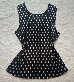 Jaipur Y2K Polka Dot Tank Top. Medium. Black and White. thumbnail 1