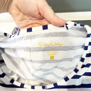 Lilly Pulitzer Beacon 3/4 Sleeve Cotton Striped Mini Tee Shirt Dress Blue XL thumbnail 3