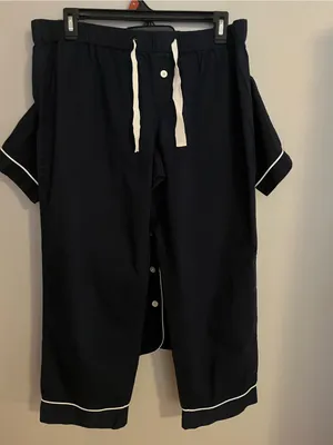 J.‎ Crew Navy Short-Sleeve Pajama Set with White Piping thumbnail 3