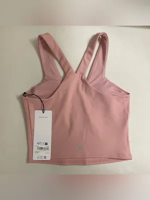 Alo Airbrush Real Bra Tank Racerback Cropped Sports Bra Top Vintage Pink XXS thumbnail 5