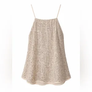 LOFT Sparkling Beige Sequin Camisole thumbnail 3