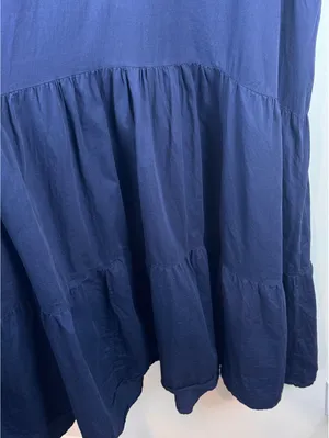 STARK X Navy Blue Cotton Ruffle Tiered Maxi Dress Size L Made in USA thumbnail 9