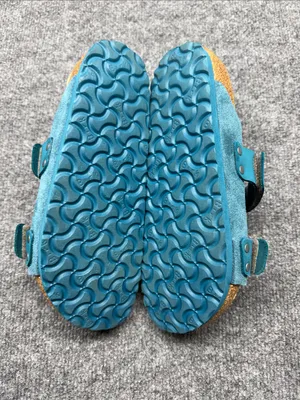 Birkenstock Double-Strap Nubuck-Suede Deep Turquoise Leather Slide Sandals thumbnail 8