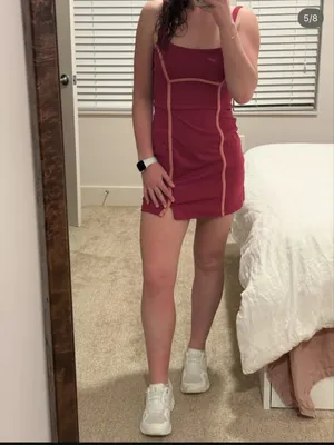 Fuchsia Pink Bodycon Mini Dress with Light Pink Piping thumbnail 5