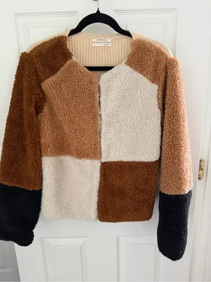 Anthropologie Colorblocked Faux Fur Jacket Size Small thumbnail 1