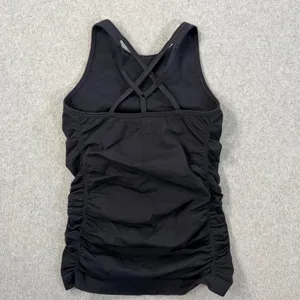 Spiritual Gangster Ruched Side Tank Top Womens XS/S Black Strappy Back High Neck thumbnail 5