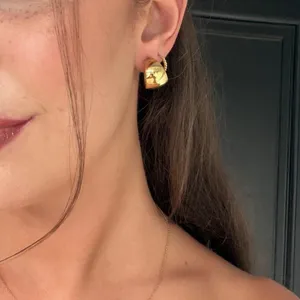 Target Vtg chunky Gold plated hoop earrings with a retro vibe #retro #timeless #basics thumbnail 1