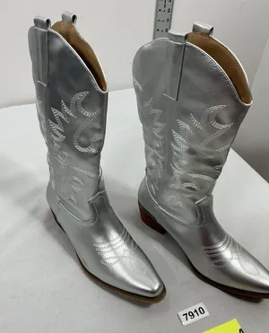 Womans New Idifu Pull On Western Cowgirl Boots Size 7 Silver Midcalf thumbnail 1